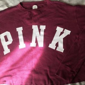 Pink waffle crop long sleeve